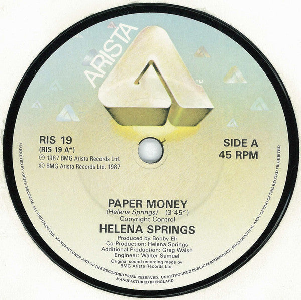 Helena Springs : Paper Money (7", Single)