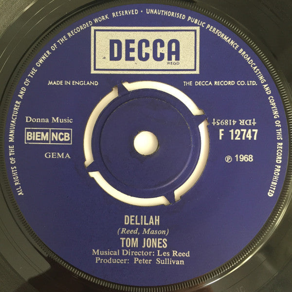 Tom Jones : Delilah (7", Single)