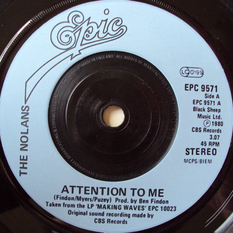 The Nolans : Attention To Me (7", Single, Inj)