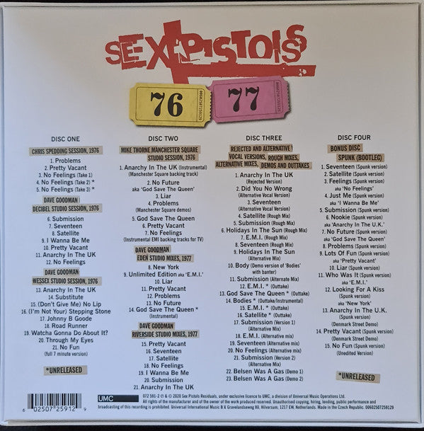 Sex Pistols : 76-77 (3xCD + CD, Album, RE + Box, Comp, RM)
