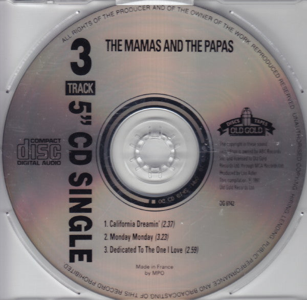 The Mamas & The Papas : California Dreamin' / Monday, Monday / Dedicated To The One I Love (CD, Single)