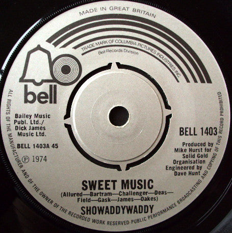 Showaddywaddy : Sweet Music (7", Single)