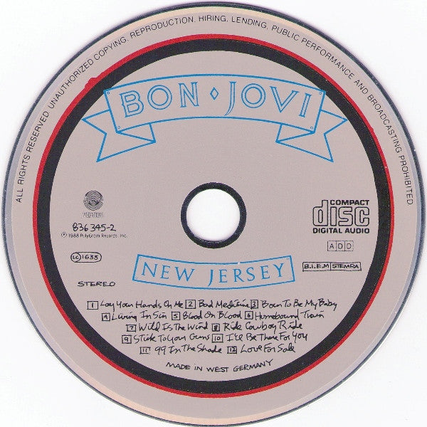 Bon Jovi : New Jersey (CD, Album, PDO)