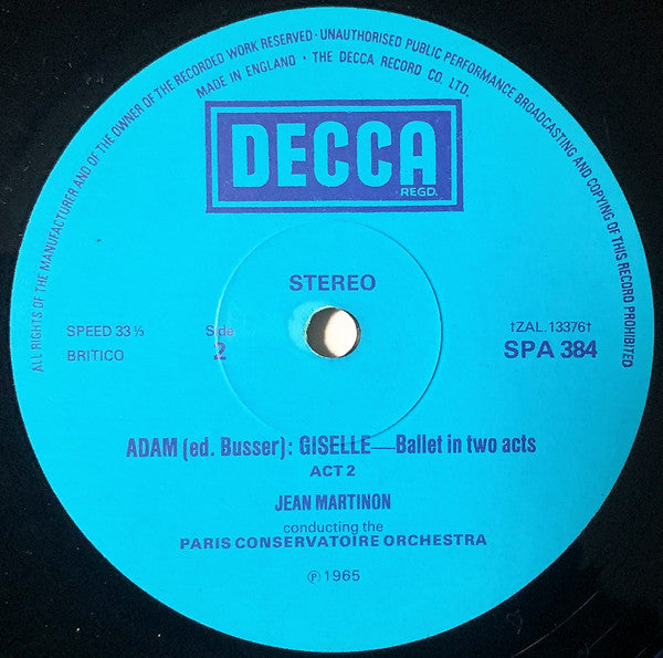 Adolphe C. Adam / Jean Martinon & Albert Wolff Conducting The Orchestre De La Société Des Concerts Du Conservatoire : Giselle / Si J'étais Roi - Overture (LP, Comp, RE, RP)