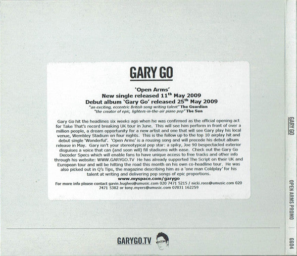 Gary Go : Open Arms (CD, Single, Promo)