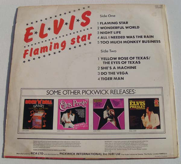 Elvis Presley : Flaming Star (LP, Album, Comp, RE)