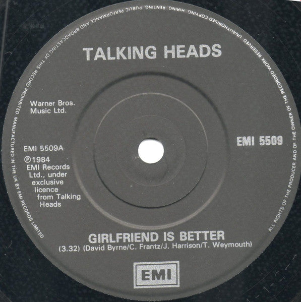 Talking Heads : Girlfriend Is Better (7", Single)