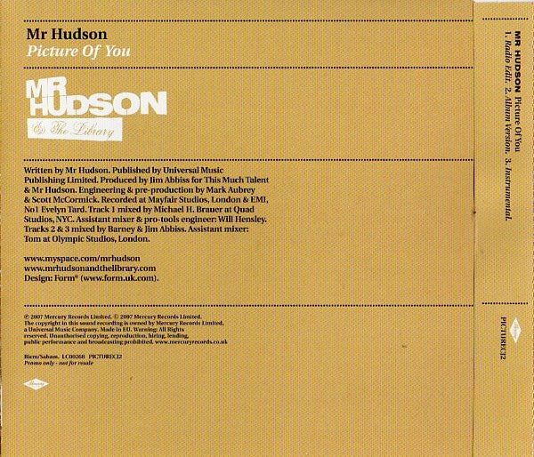 Mr Hudson : Picture Of You (CD, Single, Promo)