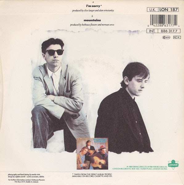 Hothouse Flowers : I'm Sorry (7", Single)