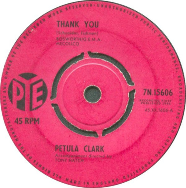 Petula Clark : Thank You  (7", Single, 4 P)