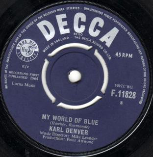Karl Denver : My World Of Blue (7", Single)
