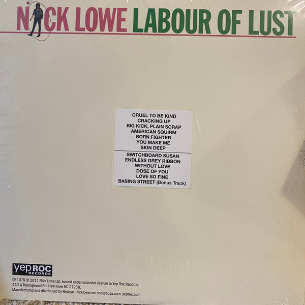 Nick Lowe : Labour Of Lust (LP, Album, RE, Pin)