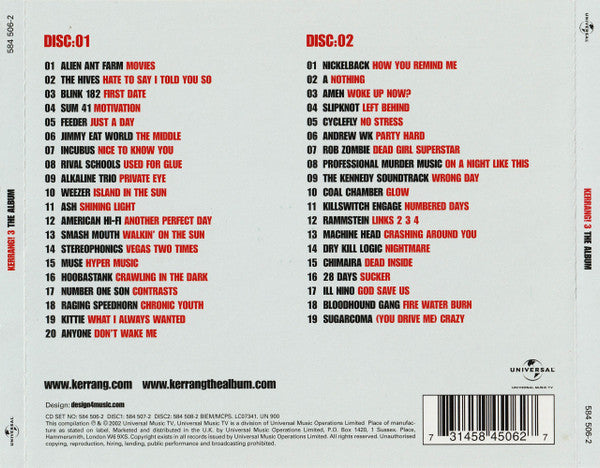 Various : Kerrang! 3 The Album  (2xCD, Comp)