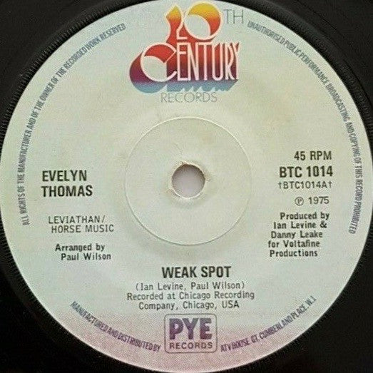 Evelyn Thomas : Weak Spot (7", Sol)