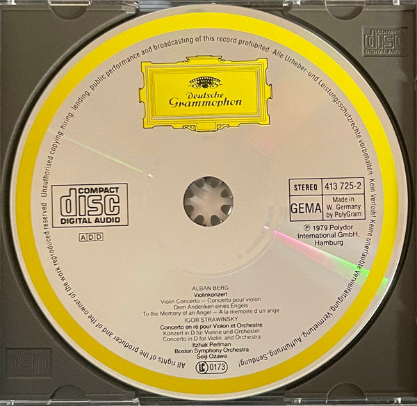 Alban Berg · Igor Stravinsky - Itzhak Perlman · Boston Symphony Orchestra · Seiji Ozawa : Violin Concertos · Violinkonzerte (CD, Album, RE)