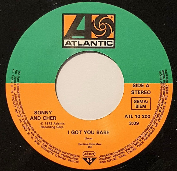 Sonny & Cher : I Got You Babe (7", Single, RE)