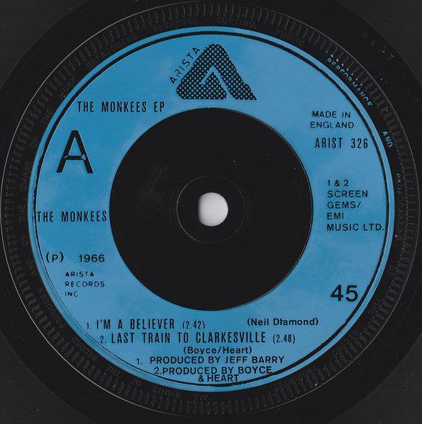 The Monkees : The Monkees EP (7", EP, Blu)