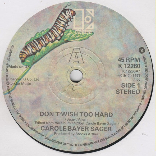 Carole Bayer Sager : Don't Wish Too Hard (7", Single)