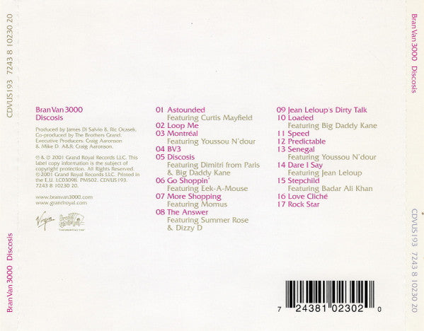 Bran Van 3000 : Discosis (CD, Album)