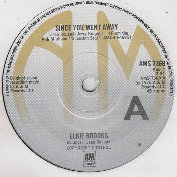 Elkie Brooks : Since You Went Away (7", Single)