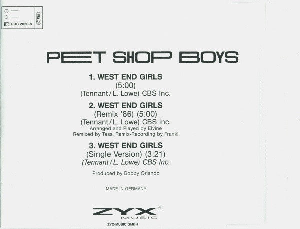 Pet Shop Boys : West End Girls (CD, Maxi, RE, Whi)