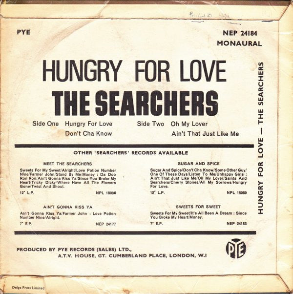 The Searchers : Hungry For Love (7", EP)