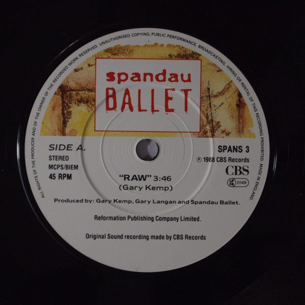 Spandau Ballet : Raw (7", Single)