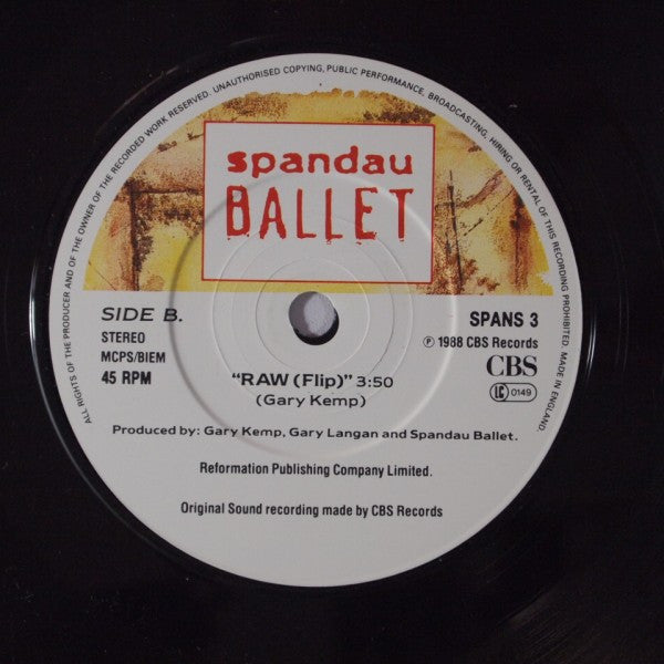 Spandau Ballet : Raw (7", Single)