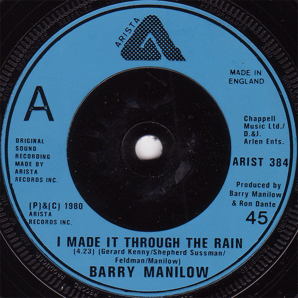 Barry Manilow : I Made It Through The Rain (7", Single)