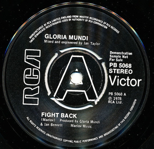 Gloria Mundi : Fight Back! (7", Single, Promo)