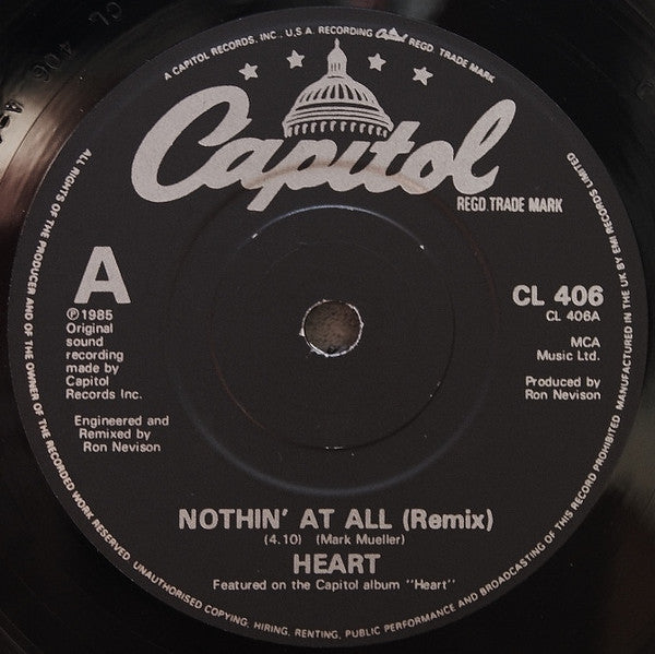 Heart : Nothin' At All (7", Single, Bla)