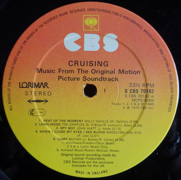 Various : Cruising (Music From The Original Motion Picture Soundtrack) (LP, Album)