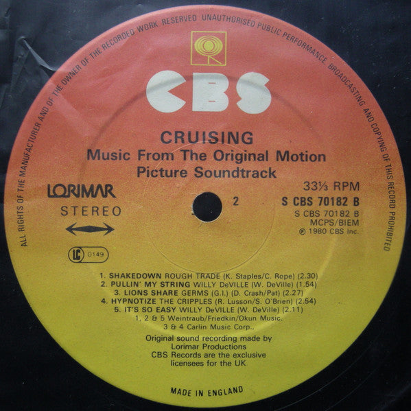 Various : Cruising (Music From The Original Motion Picture Soundtrack) (LP, Album)