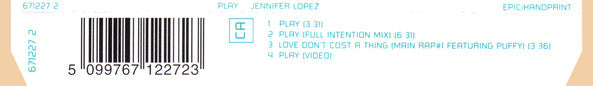 Jennifer Lopez : Play (CD, Single, Enh)