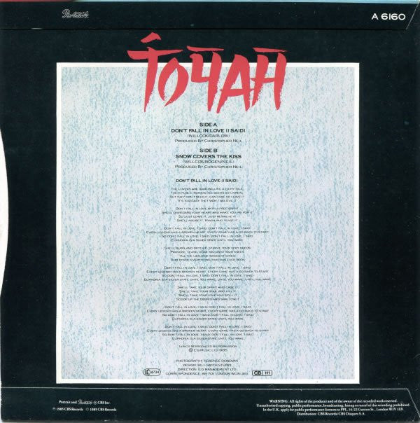 Toyah : Don't Fall In Love (I Said) (7", Single)