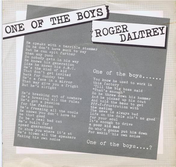 Roger Daltrey : One Of The Boys (7", Single)