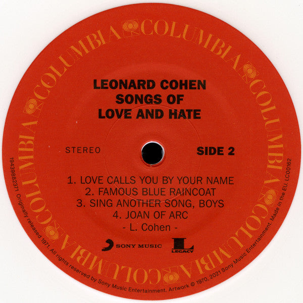 Leonard Cohen : Songs Of Love And Hate (LP, Album, RSD, RE, Whi)