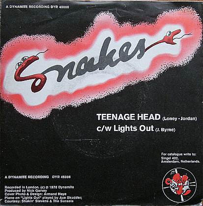 Snakes (5) : Teenage Head / Lights Out (7", Single)