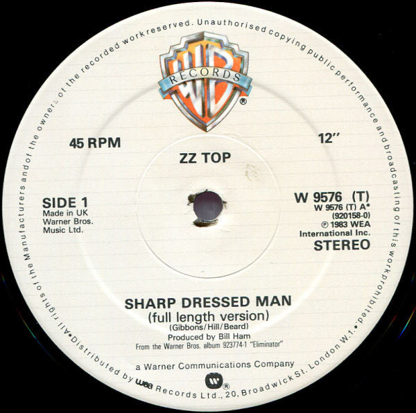 ZZ Top : Sharp Dressed Man (12", Comp, RE)