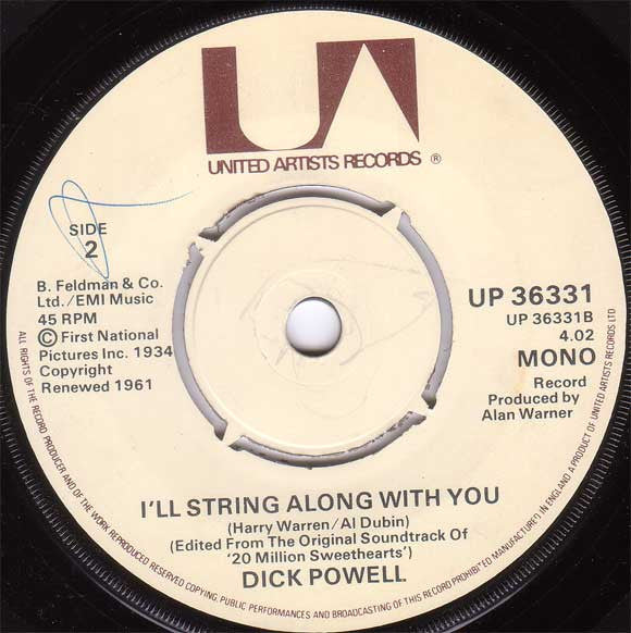 Dooley Wilson With The Voices Of Humphrey Bogart And Ingrid Bergman / Dick Powell (2) : As Time Goes By / I'll String Along With You (7", Single, Mono, RE)