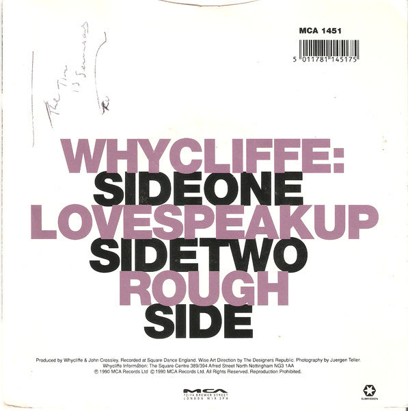 Whycliffe : Lovespeakup (7")