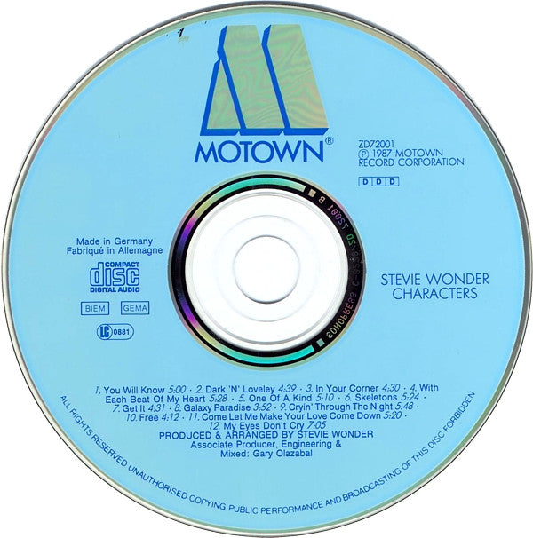 Stevie Wonder : Characters (CD, Album)