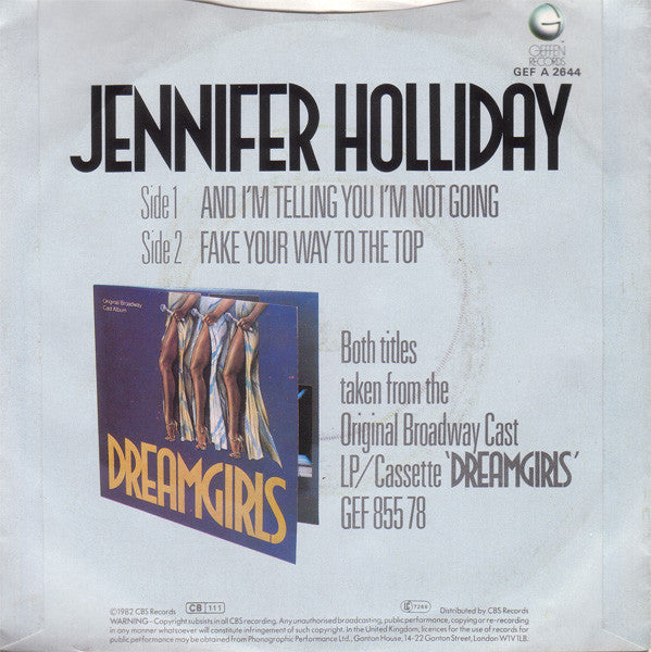 Jennifer Holliday : And I'm Telling You I'm Not Going (7", Single, Inj)