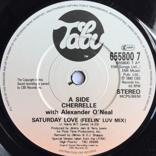Cherrelle With Alexander O'Neal : Saturday Love (Feelin' Luv Mix) (7")