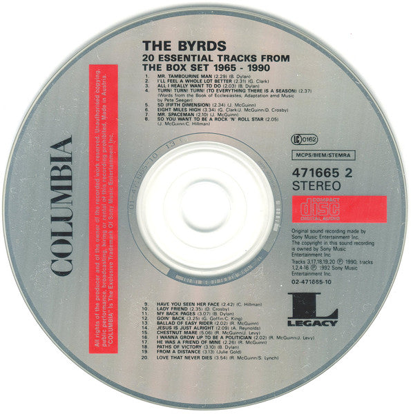 The Byrds : 20 Essential Tracks From The Boxed Set: 1965-1990 (CD, Album, Comp, RM, RP)