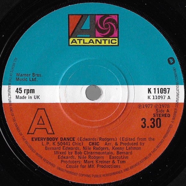 Chic : Everybody Dance (7", Single, Blu)