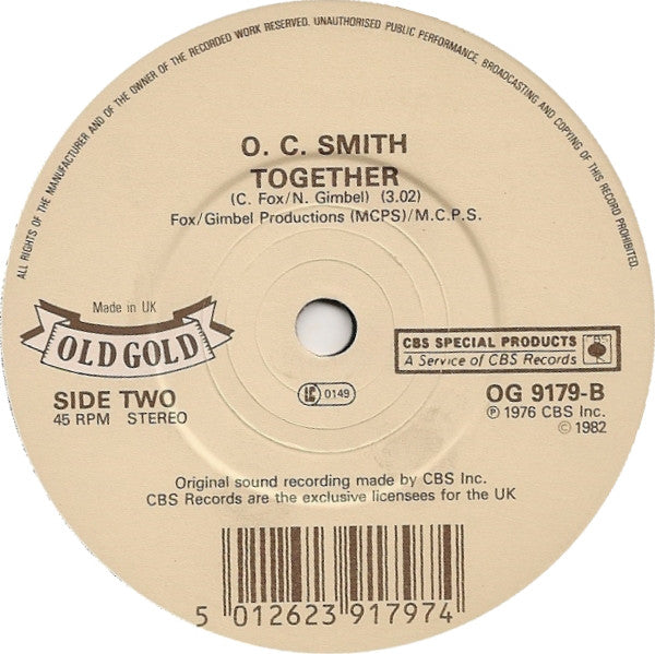 OC Smith : The Son Of Hickory Holler's Tramp / Together (7", Single)