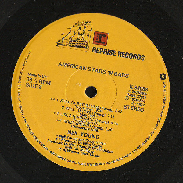 Neil Young : American Stars 'N Bars (LP, Album)