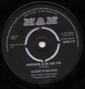 Gilbert O'Sullivan : Happiness Is Me And You (7", Single)