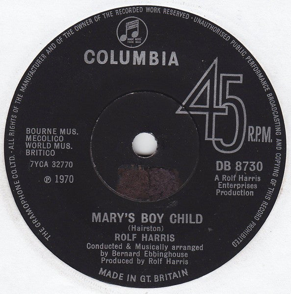 Rolf Harris : Mary's Boy Child (7", Single)